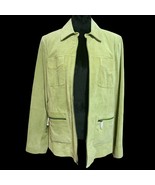 Womens Sz M COLLECTIONS by TALL GIRL  Apple Green Suede Leather Coat Jacket - £79.88 GBP