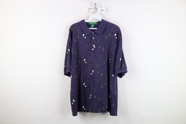 Vintage 90s Streetwear Mens Large Faded Golf All Over Print Polo Shirt Blue - $44.50