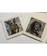 2 Indonesian Batik Panels 9.5in – Signed ALIM + Thinking Brain – Matted - $49.99