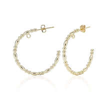 (No Stock)Medium Crafted Bar Hoop Earrings 18K Gold of Trendolla - £46.58 GBP