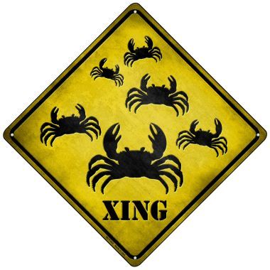 Crab Xing Novelty Mini Metal Crossing Sign