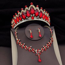 Baroque Crystal Bridal Jewelry Sets for Women Tiara Crown Necklace Earrings Brid - £35.99 GBP