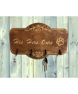 Wood leash holder his hers ours, Key holder for wall, Entryway organizer... - $990.05 MXN