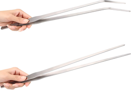 2-Pack 15 Inch Heavy Duty Stainless Steel Long Tweezers, Curved and Straight Des - £14.18 GBP