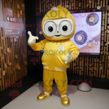 Gold Shakshuka mascot costume character dressed with a Sweatshirt and Digital wa - $1,309.00