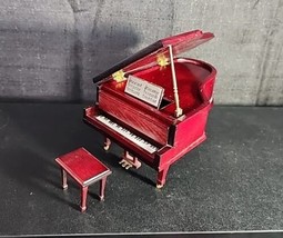 Dollhouse Miniature Baby Grand Piano Music Room Parlor Mahogany Wood Furniture - £44.80 GBP