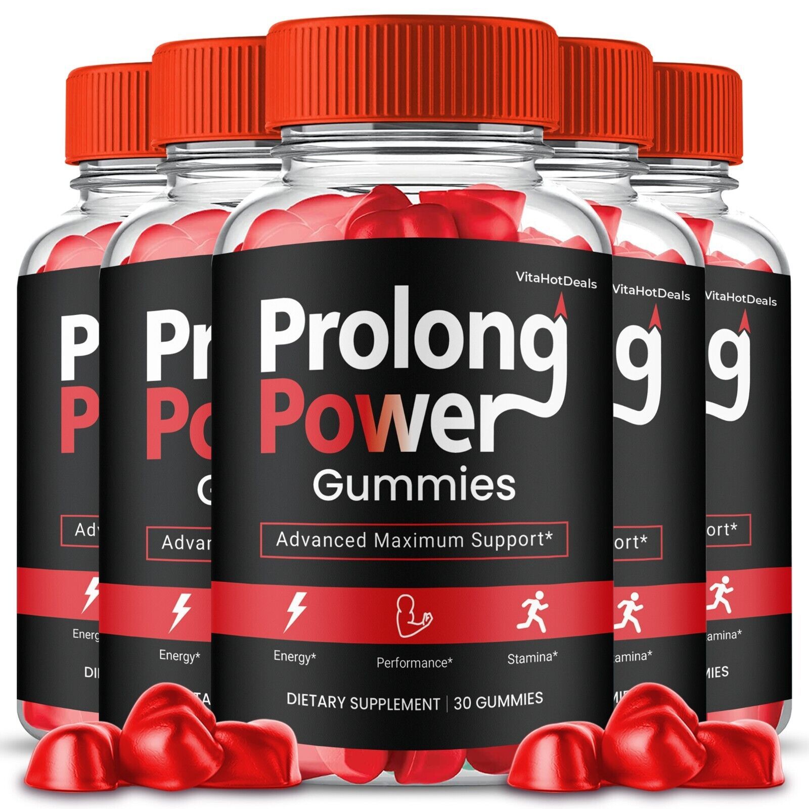 5 Pack Prolong Power Gummies for Men, Max Strength Male Performance Formula