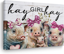 Vintage Pig Gifts Farm Animals Flowers Pig Decor Canvas Wall Art Wall Decor Coun - £29.80 GBP