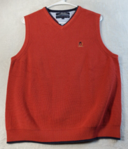 Tommy Hilfiger Sweater Vest Mens Medium Red 100% Cotton Sleeveless V Nec... - $19.84