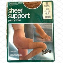 Vtg 80&#39;s Matisse Sheer Support Pantyhose Size Tall Beige Reinforced Top ... - $9.99