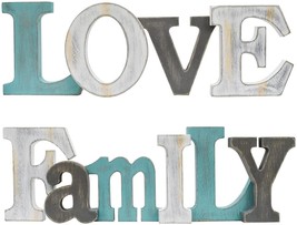 Multicolor Wooden Love Family Word Sign Freestanding Block Letters Wall Mounted  - £31.31 GBP