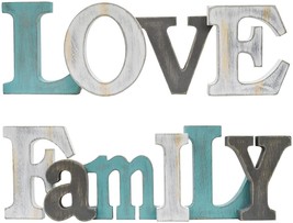 Multicolor Wooden Love Family Word Sign Freestanding Block Letters Wall Mounted  - £31.57 GBP