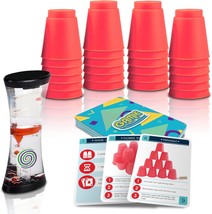 Stacking Cups Game with 18 Challenges and Water Timer 24 Plastic Cups Classic Fa - £39.09 GBP