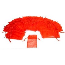 48 Jewelry Red Organza Drawstring Pouches Gift Bags 3x4&quot; - £9.41 GBP