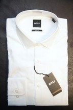Hugo Boss Men&#39;s Marley Sharp Fit Solid White Cotton Dress Shirt 39 15.5 32/33 - £51.42 GBP