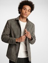 Men suede leather shirt designer suede grey leather jacket shirt with pockets #4 - £113.31 GBP
