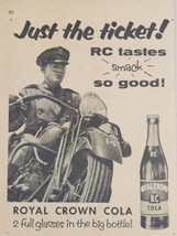 1955 Print Ad RC Cola Royal Crown Motorcycle Policeman on Patrol  - £11.65 GBP
