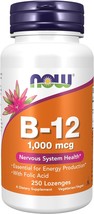 NOW Supplements, Vitamin B-12 1,000 mcg with Folic Acid, Nervous System ... - £24.68 GBP