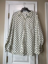 Old Navy Womens Top Button Up Polka Dot XXL/ 2XL Black White - $11.26