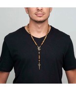 Rosary Necklace Saint Michael Archangel mbuia Wood Rosario de San Miguel... - $338.70 MXN