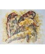 Rare &amp; Signed Calvin Waller Burnett - Two Nude Women - Love Scene Art Pa... - $811.08 CAD