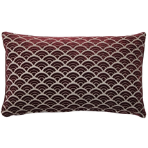 Seigaiha Scallop Textured Velvet Burgundy Throw Pillow 12x19, Complete with Pill - £58.71 GBP