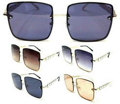 Oversized Xl Womens Square Aviator Rhinestone Sunglasses Retro Designer Fashion - £6.25 GBP