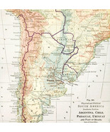 1920 Map South America Political Chile Argentina Paraguay Uruguay Brazil... - €26,14 EUR