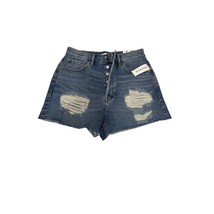 Pacsun Denim Shorts Ultra High Rise Vintage Style Button Fly Tattered Distressed - £16.35 GBP