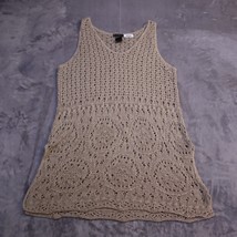 New Directions Shirt Womens Medium Beige Lightweight Casual Crochet Tank Top - £13.97 GBP