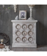 Nightstand small cabinet antique feel hand carved wooden handmade furniture - $593.53