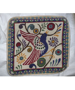 Vtg Needlepoint Throw Pillow Cover Bird 13”X 13” some flaws - $763.81 MXN