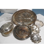 Vintage 6 Pc. Silver Plate Serving Bowl/Platter/Gravy Boat/CakePlatter M... - £33.63 GBP