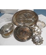 Vintage 6 Pc. Silver Plate Serving Bowl/Platter/Gravy Boat/CakePlatter M... - £33.63 GBP