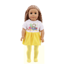 Doll Outfit Mermaid Dress Bright Yellow Skirt Tights fits American Girl Doll - $10.88