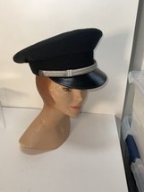 Vintage Flight Ace USAF Dress Formal Officers Military Cap Black Hat Size 7 - £39.27 GBP