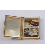 Vtg religious rosary box Jesus infant of Prague carved heart cross penda... - £15.98 GBP