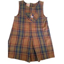 The Disney Store Girls Size 6 6X Brown Academia Plaid Jumper Dress Minni... - $24.25