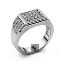 Men Wedding Ring, 925 Sterling Silver, Cubic Zirconia Ring, Gift For Him - £55.94 GBP