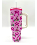 Disney Parks Fantasyland Castle Ribbon Bow Stainless Steel Tumbler Snowf... - €49,78 EUR