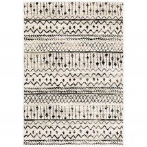 HomeRoots 388050 8 x 10 ft. Ivory &amp; Black Eclectic Patterns Indoor Area Rug - £316.19 GBP
