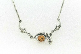 Amber 18 inch Dolphin Necklace REAL SOLID .925 Sterling Silver 8.3 g - £68.93 GBP