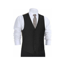 Mens RENOIR Vest Wool 140 Adjustable ,V-Neck two Pocket Full Lining 508-1 Black image 2
