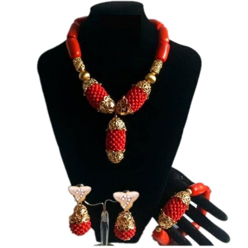 Primary image for Chunky Original Coral Beads Nigerian Wedding African Jewelry Sets Orange Wedding