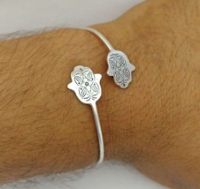 Moroccan Hamsa Bracelet Silver Cuff Bangle Handmade Tribal Tuareg Simple... - $803.32 MXN
