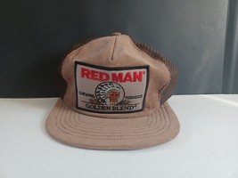 VTG Red Man Chewing Tobacco Hat Cap Trucker Corduroy Big Patch Golden Blend - $46.71