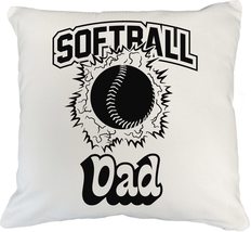 Softball Dad. Cute Sports White Pillow Cover For Daddy, Father, Dads, Pops, Uncl - £19.70 GBP+