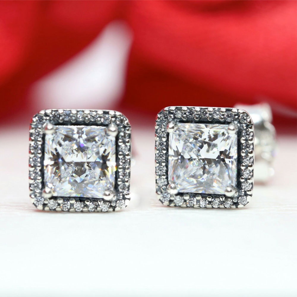 925 Sterling Silver Timeless Elegance & Clear CZ Stud Earrings
