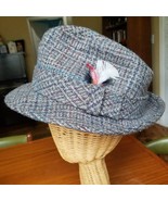 Vintage Pendleton 100% Virgin Wool Tweed Grey Fedora w feathers Hat Sz 7... - £14.45 GBP