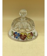 EAPG Domed Round Covered Butter Dish Pansies Flower Top only No Plate - €21,55 EUR